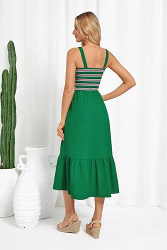 GRACE KARIN Damen Ärmellos Spaghettiträger Freizeitkleid Sommer Langes Strandkleider mit Taschen
