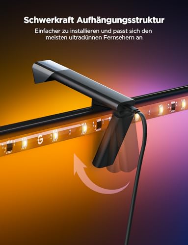 Govee TV Hintergrundbeleuchtung 3 Lite mit Fish-Eye Korrektur Funktion, Sync für 55-65 Zoll TVs, 3,6M RGBICW WiFi TV LED Strip mit Kamera, 4 Farben in 1 Lampenperle, Sprach- & APP-Steuerung
