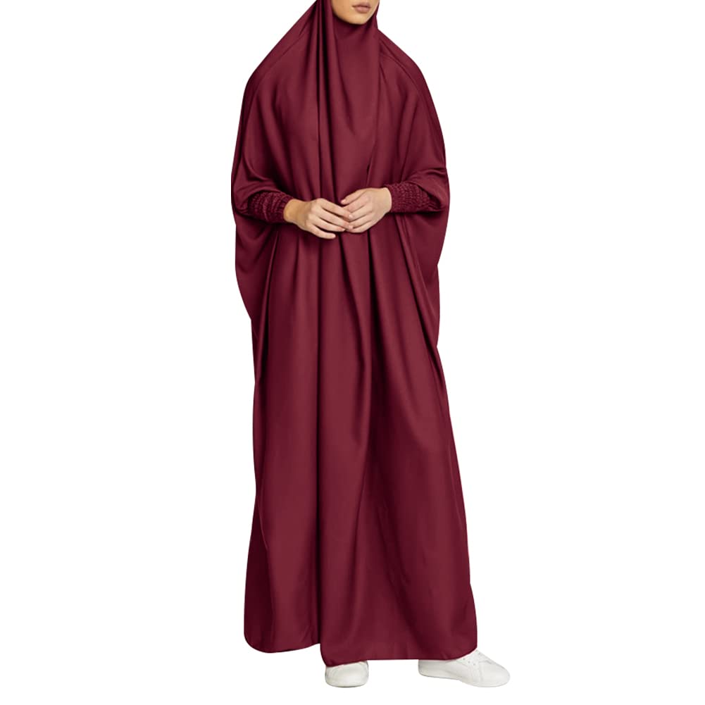 OBEEII Damen Hijab Muslimisch Kleid Einfarbig Dubai Islamische Türkisches Katfan Muslimische Robe