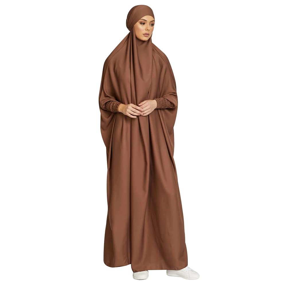 OBEEII Damen Hijab Muslimisch Kleid Einfarbig Dubai Islamische Türkisches Katfan Muslimische Robe