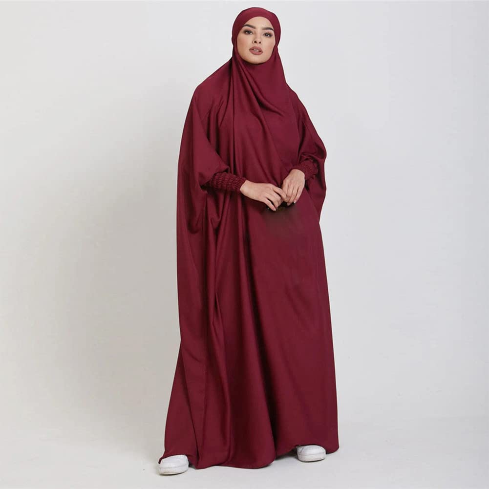 OBEEII Damen Hijab Muslimisch Kleid Einfarbig Dubai Islamische Türkisches Katfan Muslimische Robe