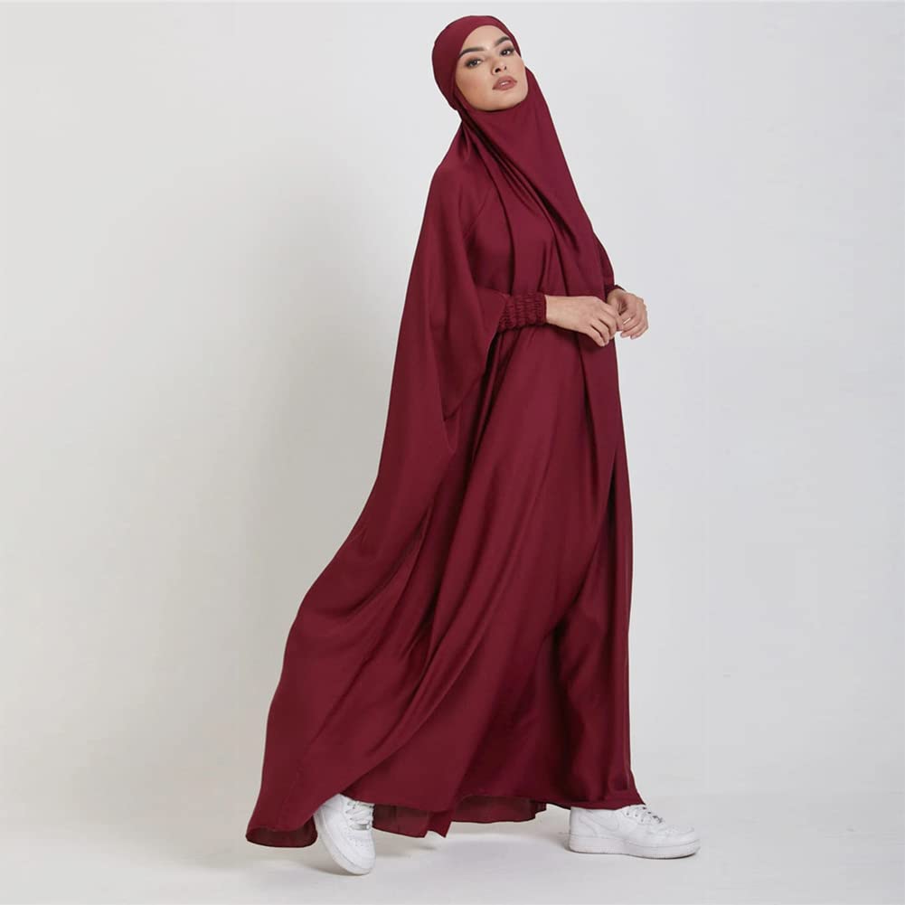 OBEEII Damen Hijab Muslimisch Kleid Einfarbig Dubai Islamische Türkisches Katfan Muslimische Robe
