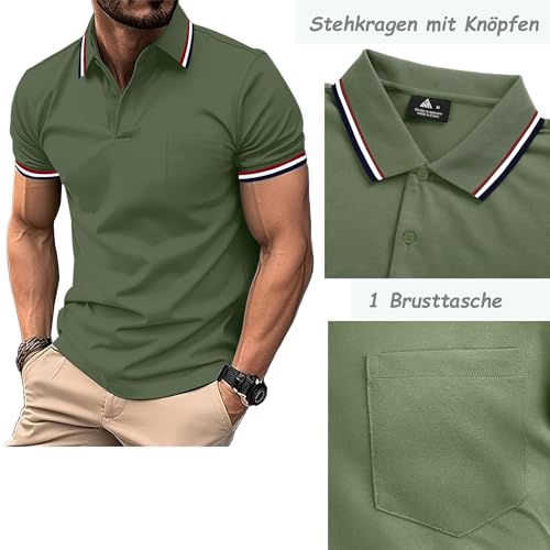 LLdress 3er Pack Poloshirt Herren Kurzarm Atmungsaktiv Poloshirt Set Leichtes Golf Polohemd Schnelltrocknend T Shirt