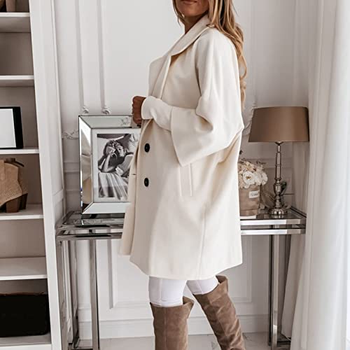 Wintermantel Damen Damen 3/4-Ärmel gekerbter Reverskragen zweireihiger Mantel Winter Wollmischung über Mäntel lange Jacken Damen-Jacken Herbst Cropped Jacke Damen Winter