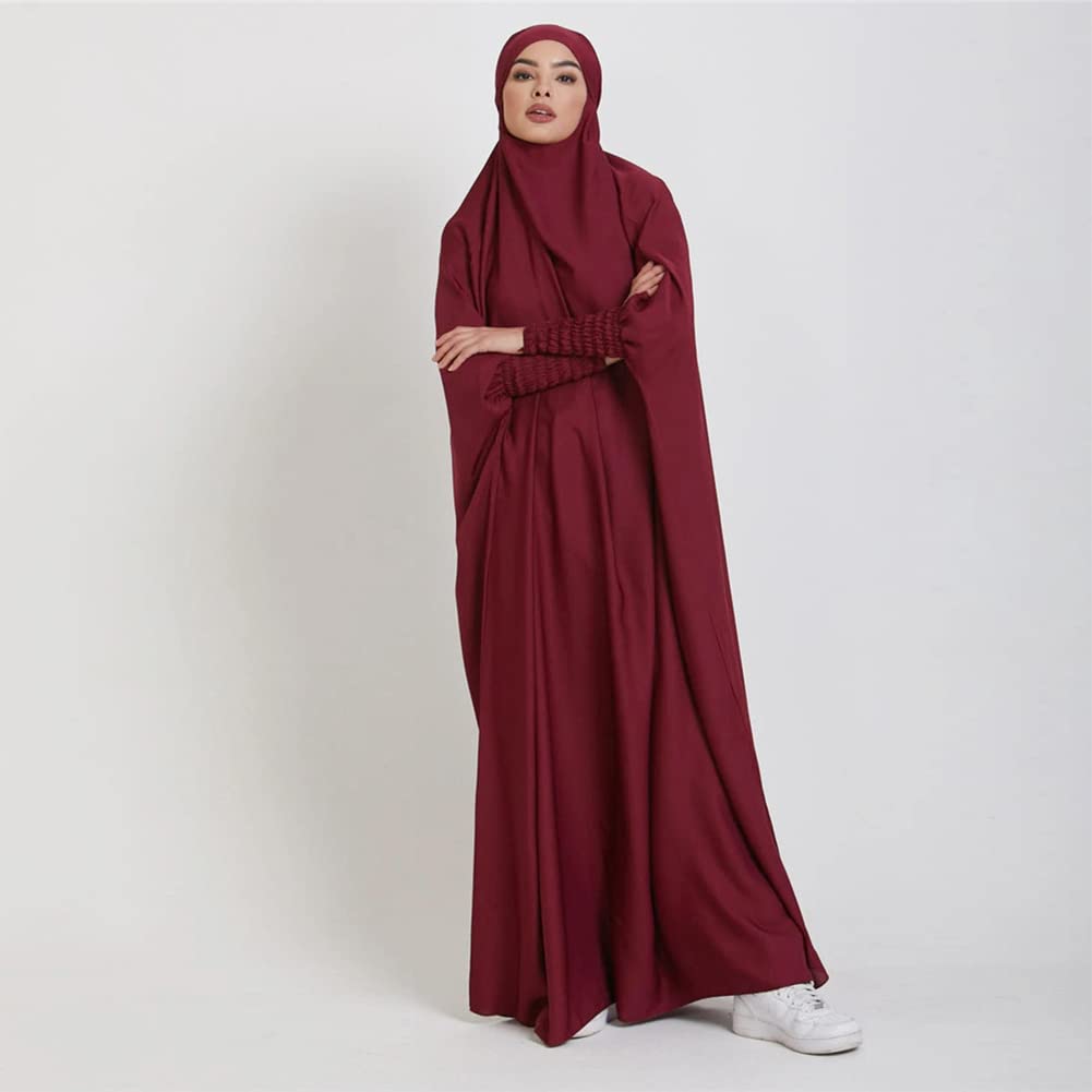 OBEEII Damen Hijab Muslimisch Kleid Einfarbig Dubai Islamische Türkisches Katfan Muslimische Robe