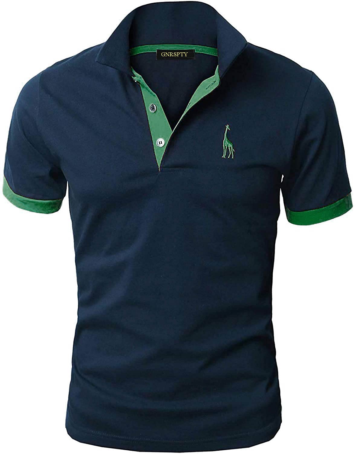 GNRSPTY Poloshirt Herren Kurzarm Polohemd Giraffe Stickerei Einfarbig T-Shirt M-3XL