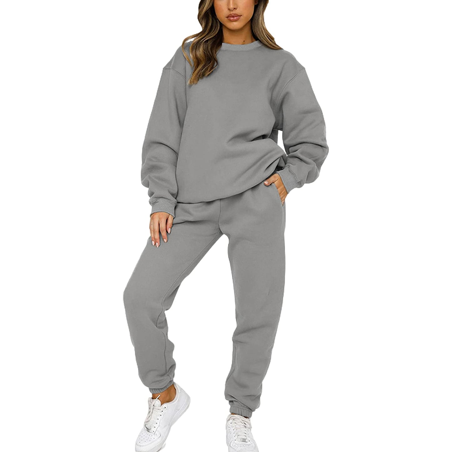 amropi Trainingsanzug Damen Pullover Sweatshirt und Jogginghose Warm Vlies Kleidungsset