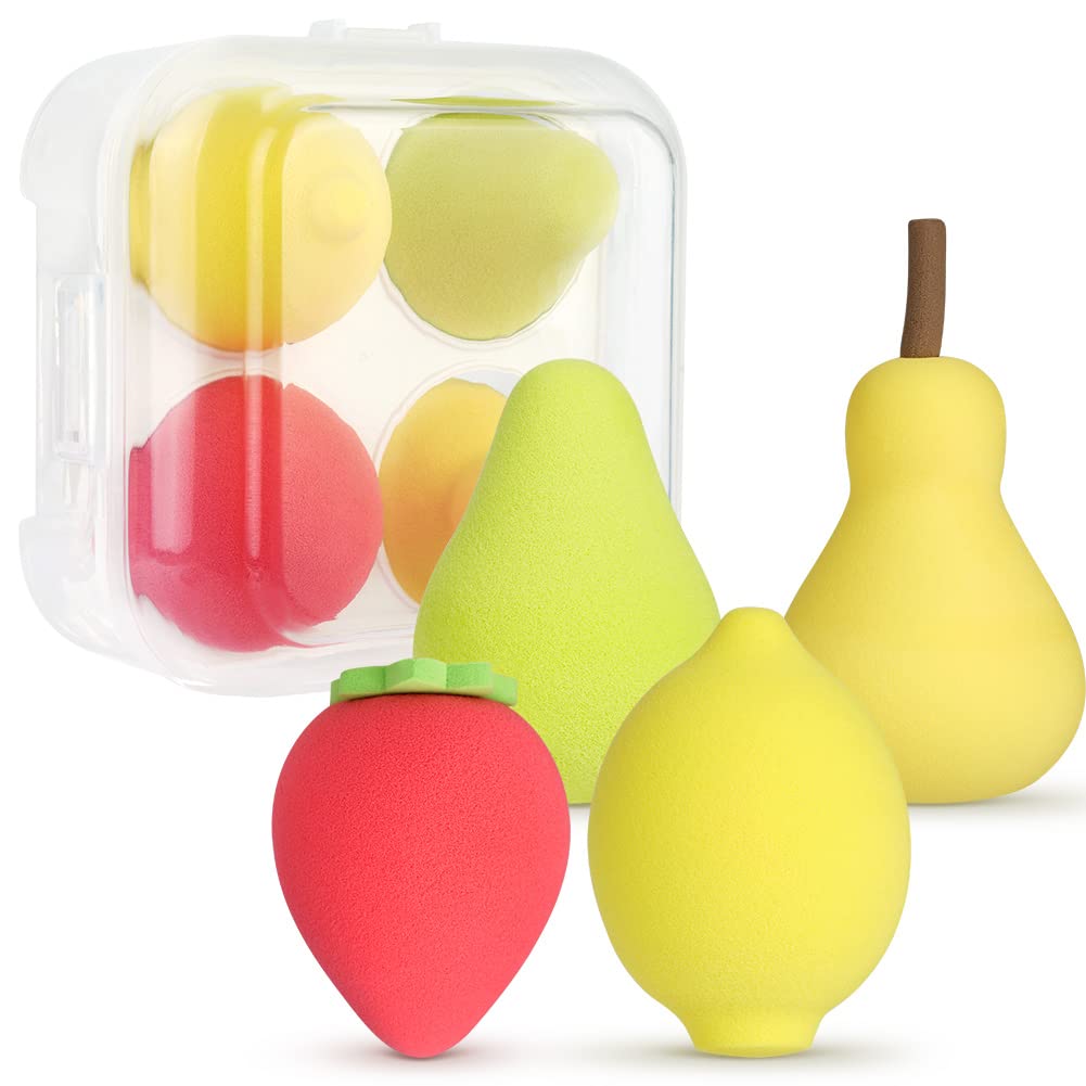 AUAUY 4 PCS Make up Schwamm Set, Foundation Blending Beauty Sponge, Beauty Makeup Schwämme Blender für Flüssigkeit Foundation Puder Sonnenschutz und Creme mit 1 Schwammhalter, 1 Puderquaste