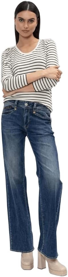 Herrlicher Prime New Damen Jeans Bootcut-Jeans Hose Wide-Leg mit Stretchanteil