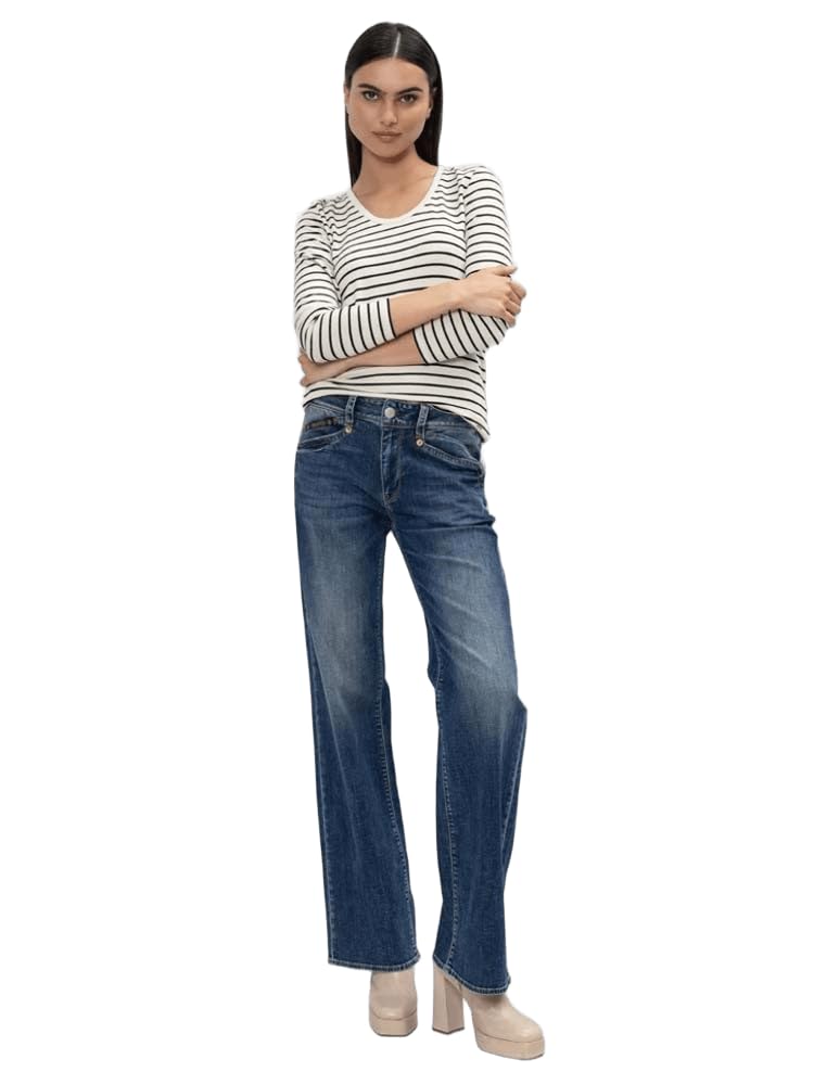 Herrlicher Prime New Damen Jeans Bootcut-Jeans Hose Wide-Leg mit Stretchanteil
