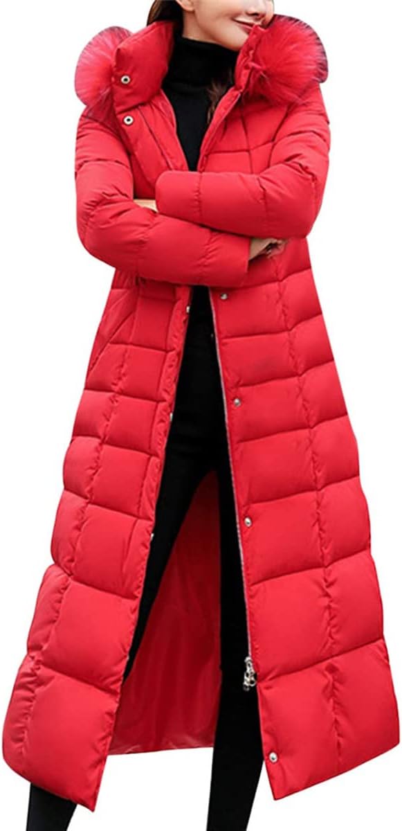 Onsoyours Women's Winter Jacket, Long Down Jacket, Quilted Jacket, Winter Coat, Parka Jacket, Outerwear, Women's Winter Warm Down Coat with Fur Collar