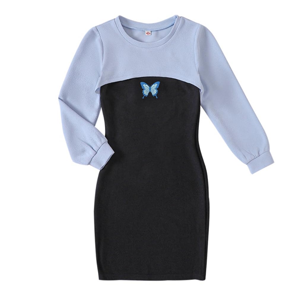 Zweiteiler Mädchen Bekleidungssets Outfit ärmelloses figurbetontes Cami Kleid & langärmliges Oberteil Crop Tops Sommer Teenager Mädchen Schmetterlings Kleider 122,128,134,140,146,152,158,164