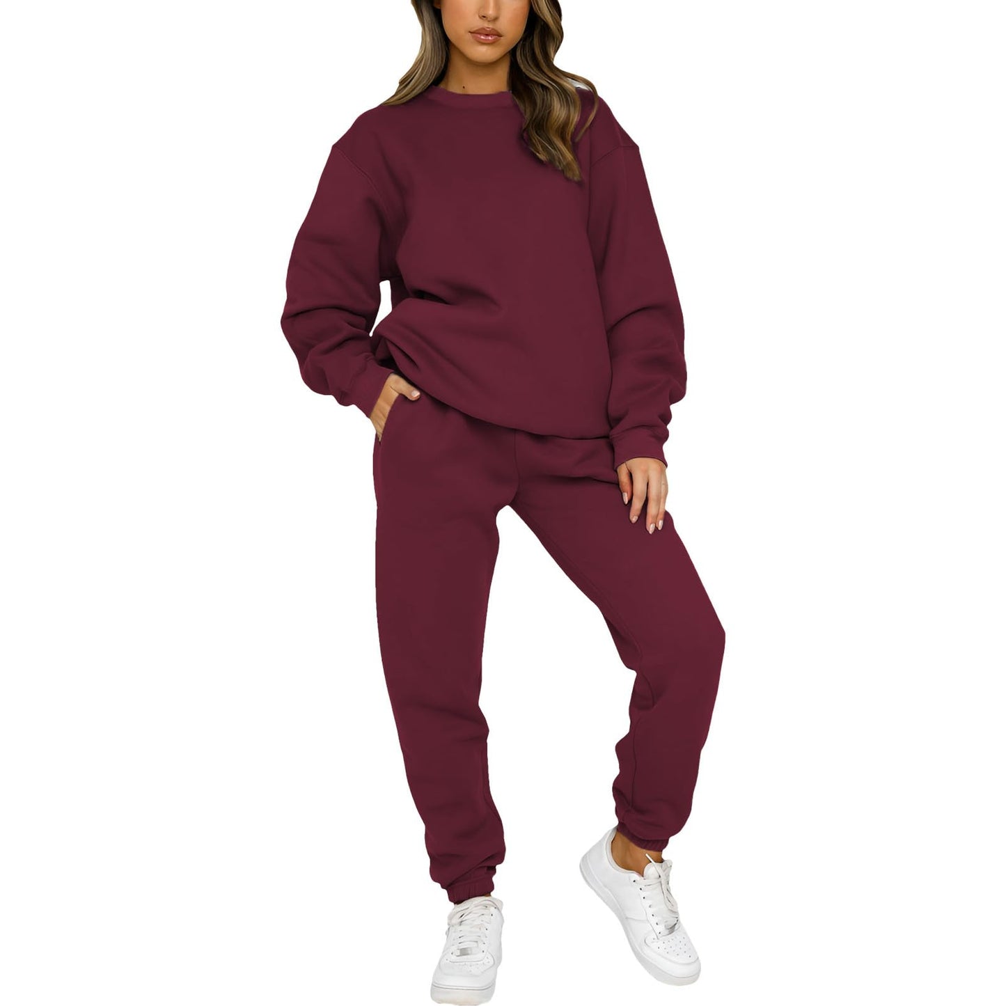 amropi Trainingsanzug Damen Pullover Sweatshirt und Jogginghose Warm Vlies Kleidungsset