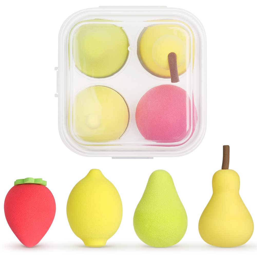 AUAUY 4 PCS Make up Schwamm Set, Foundation Blending Beauty Sponge, Beauty Makeup Schwämme Blender für Flüssigkeit Foundation Puder Sonnenschutz und Creme mit 1 Schwammhalter, 1 Puderquaste