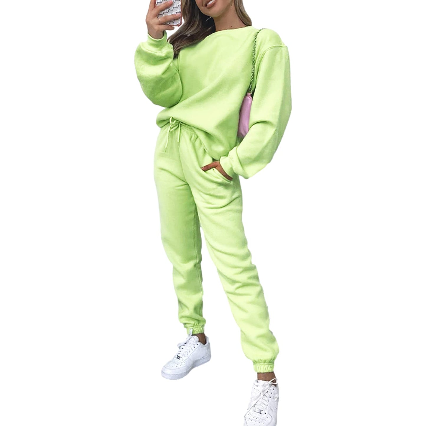 amropi Trainingsanzug Damen Pullover Sweatshirt und Jogginghose Warm Vlies Kleidungsset