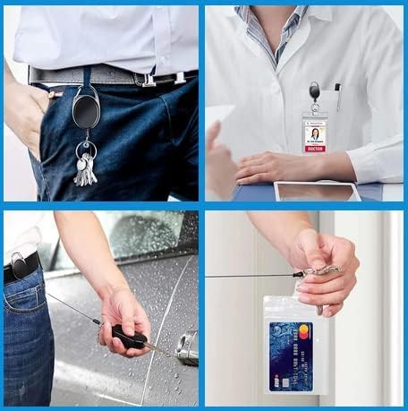 suokoun 30 Stück Schlüsselanhänger Ausziehbar, einziehbarer Ausweishalter mit Karabiner, Gürtelclip und Schlüsselring, Ausweishalter für Ausweis, Name, Schlüsselanhänger