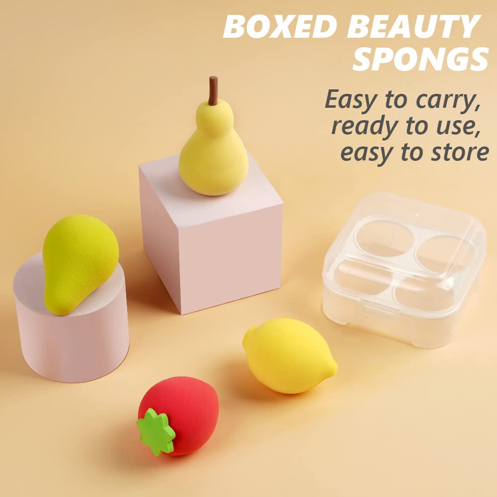 AUAUY 4 PCS Make up Schwamm Set, Foundation Blending Beauty Sponge, Beauty Makeup Schwämme Blender für Flüssigkeit Foundation Puder Sonnenschutz und Creme mit 1 Schwammhalter, 1 Puderquaste