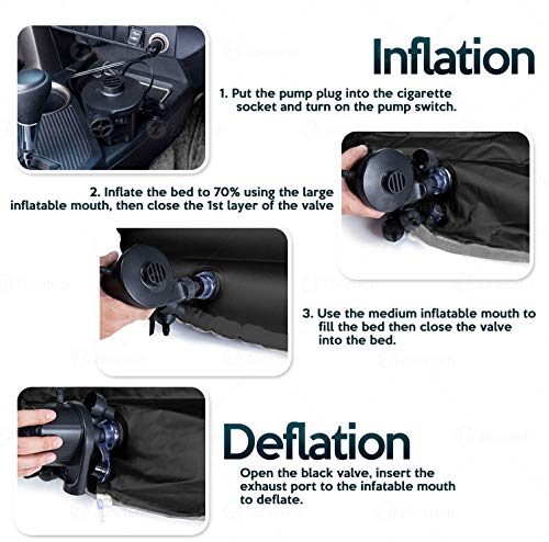 Icelus Auto Matratze SUV Luftmatratze with Luftpumpe 195 * 130 * 15 cm Aufblasbare Camping Kombi Luftbett für Auto Rücksitz Dickere Kofferraum Matratze Bett für Camping Outdoor Traveling