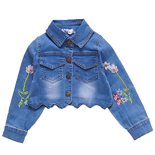 Yao Frühling Herbst Kleine Mädchen Kleidungsset Kind Kinder Jeansjacke und Langarmkleid 2-teiliges Set