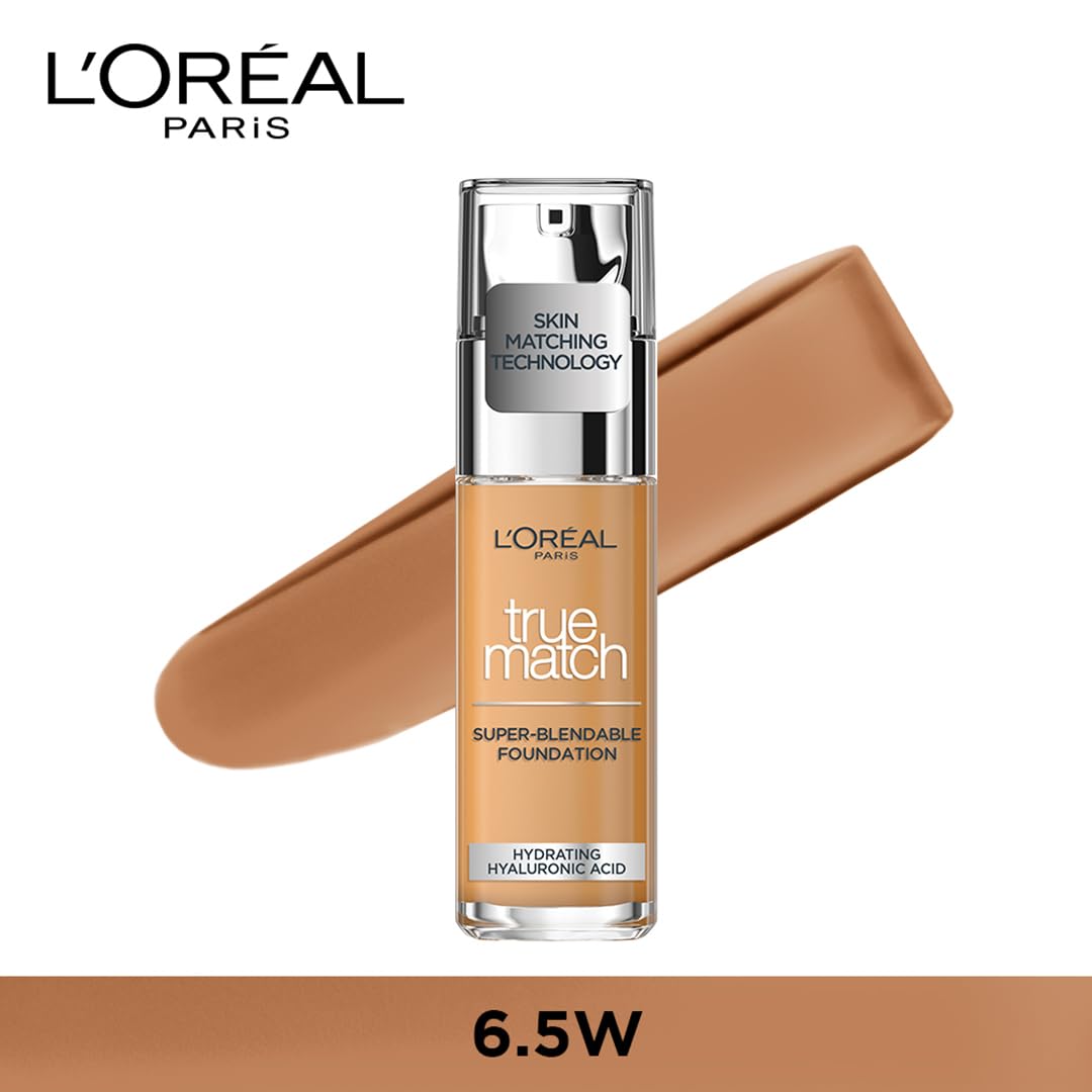 L'Oréal Paris Make up, Flüssige Foundation mit Hyaluron und Aloe Vera, True Match Make-Up, Nr. 5.N Sand, 30 ml