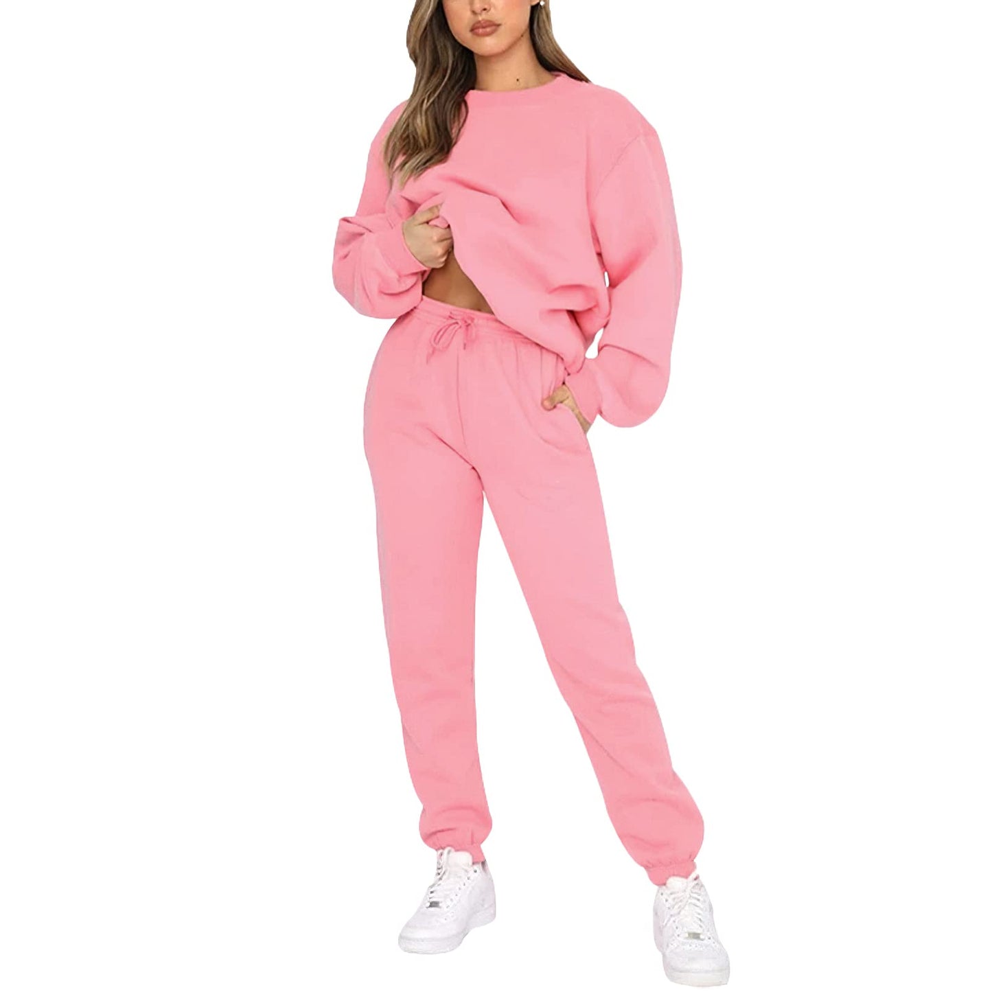 amropi Trainingsanzug Damen Pullover Sweatshirt und Jogginghose Warm Vlies Kleidungsset