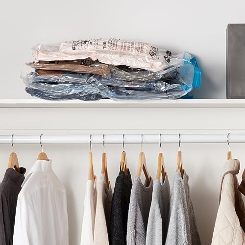 Amazon Basics Vakuumbeutel für Kleidung mit Luftdichtem Ventil und Handpumpe - Jumbo, 6er-Pack, Reißverschluss, Durchsichtig