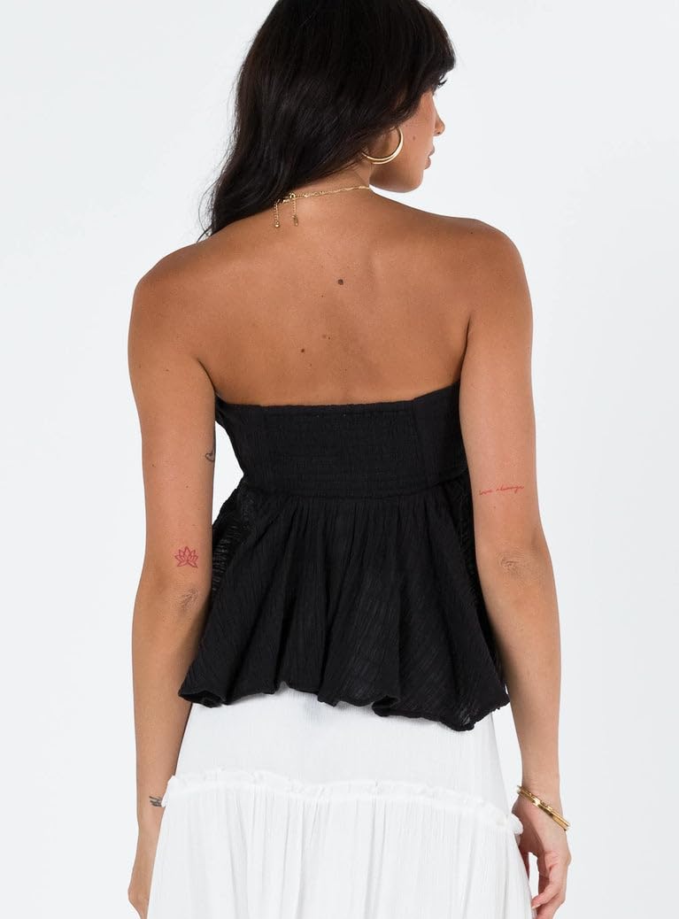 Geagodelia Damen Tube Top Sexy Bandeau Top Trägerloses Schulterfreies Oberteile Y2k Fashion Aesthetic Clothes Sommer Outfit Rückenfreies Crop Tops Streetwear