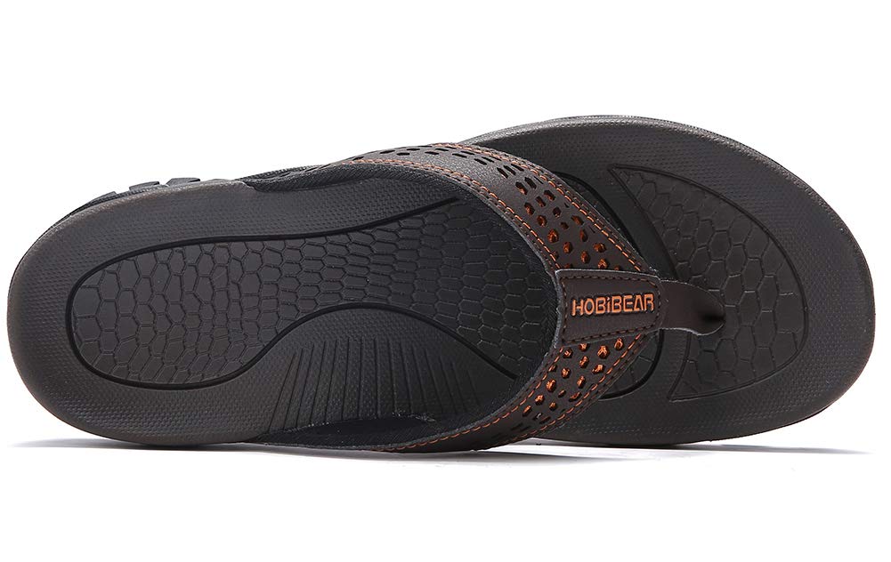 HOBIBEAR Herren Flip Flops Zehentrenner Arch Support Outdoor Sandalen Sommer Beach Surfen Sommerschuhe Rutschfest Hausschuhe Pantoletten