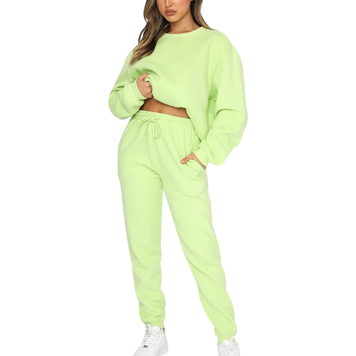 amropi Trainingsanzug Damen Pullover Sweatshirt und Jogginghose Warm Vlies Kleidungsset