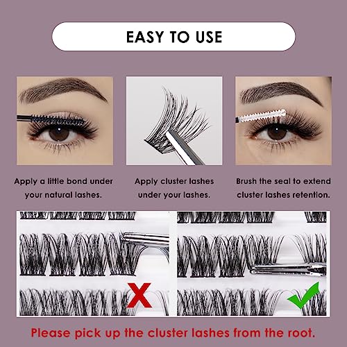 Wimpern Extensions 120 Büschel DIY Lash Extension Set Einzelne Wimpern mit Wimpernkleber und Pinzette für Anfänger Wimpernverlängerung zu Hause Individual Lashes 10-16mm C/D Curl - OP01
