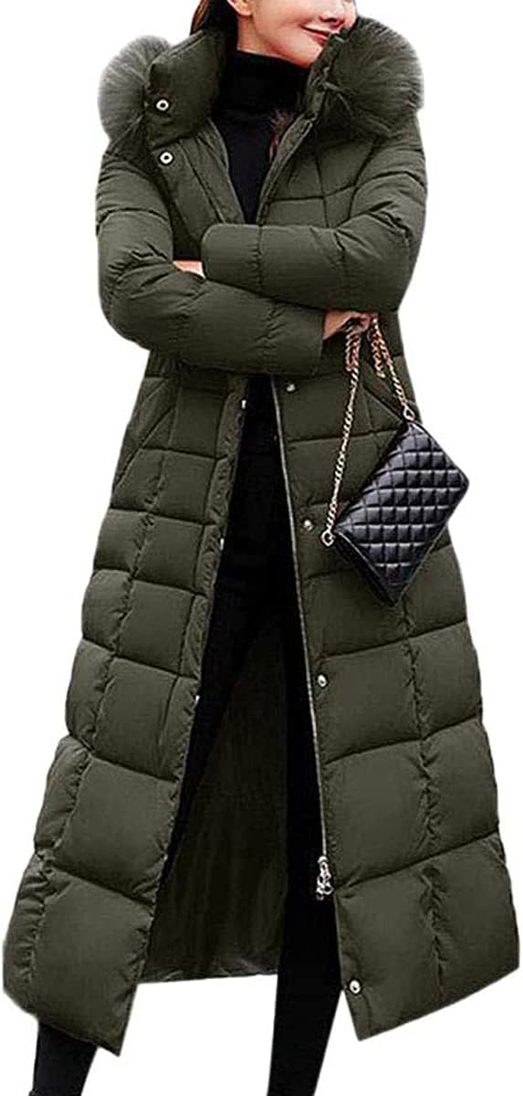 Onsoyours Women's Winter Jacket, Long Down Jacket, Quilted Jacket, Winter Coat, Parka Jacket, Outerwear, Women's Winter Warm Down Coat with Fur Collar