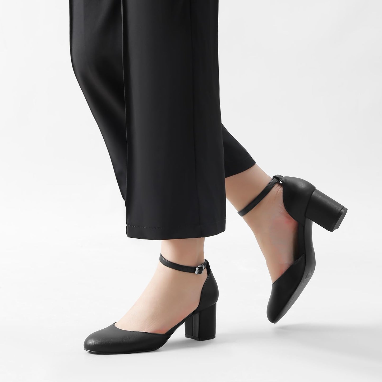 Greatonu Damen Pumps Riemchenpumps Spangenpumps Sandale mit Kreuz Knöchelriemen Blockabsatz Geschlossener Spitze Glitzer Pumps - Perfekt für Hochzeiten und Partys