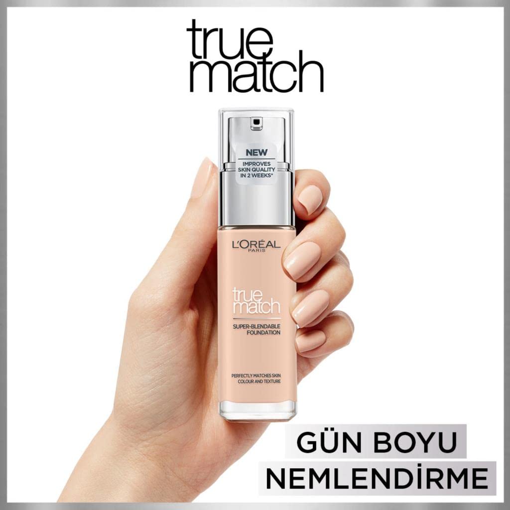 L'Oréal Paris Make up, Flüssige Foundation mit Hyaluron und Aloe Vera, True Match Make-Up, Nr. 5.N Sand, 30 ml