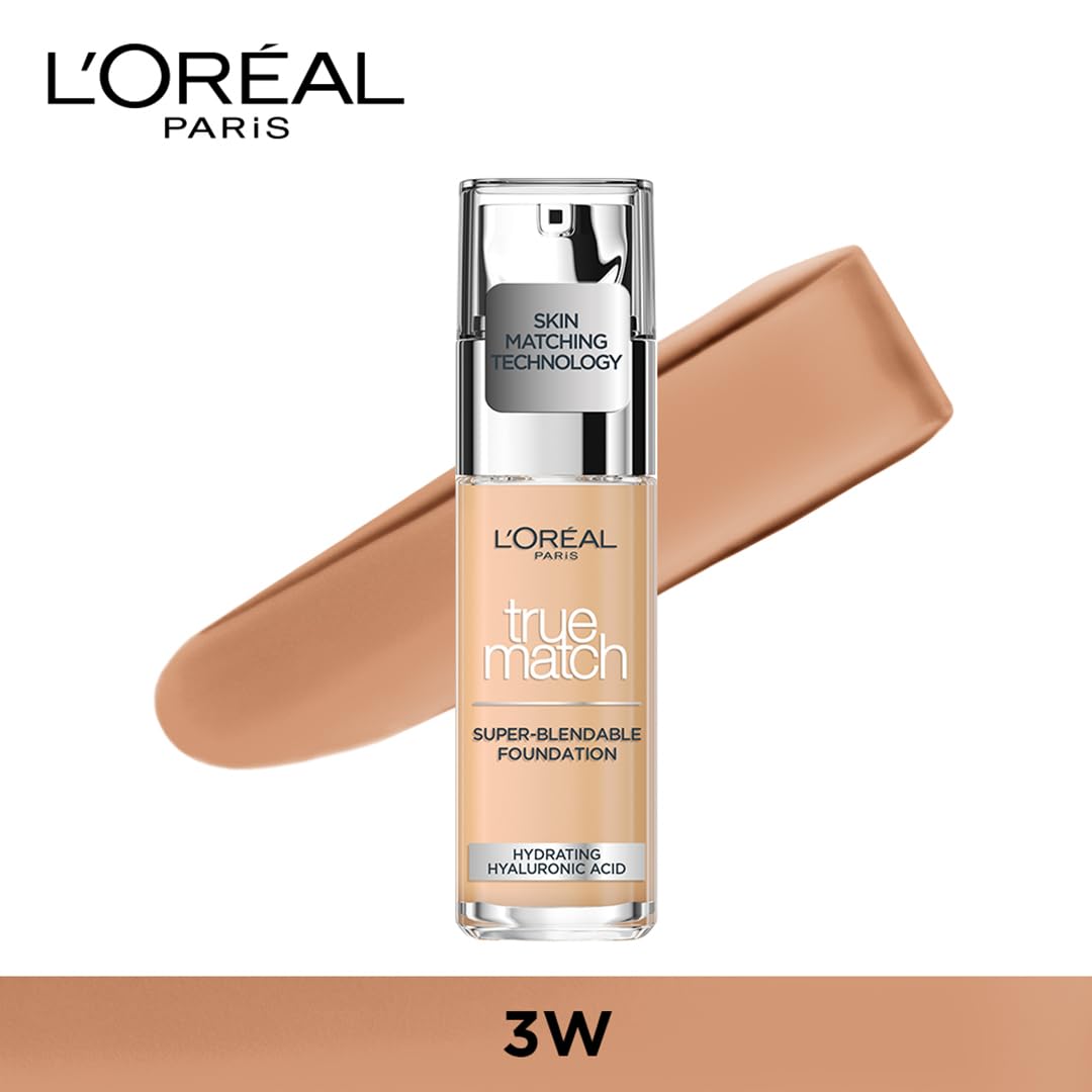 L'Oréal Paris Make up, Flüssige Foundation mit Hyaluron und Aloe Vera, True Match Make-Up, Nr. 5.N Sand, 30 ml