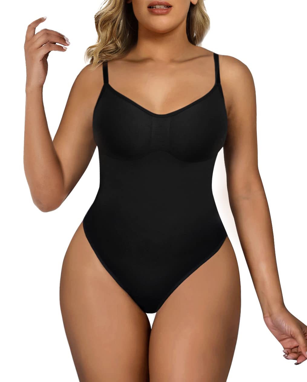 SHAPERX Shapewear Damen Bauchweg Bodysuit Formender Body Shaper Sculpting Tanga mit Verstellbarer Schultergurt