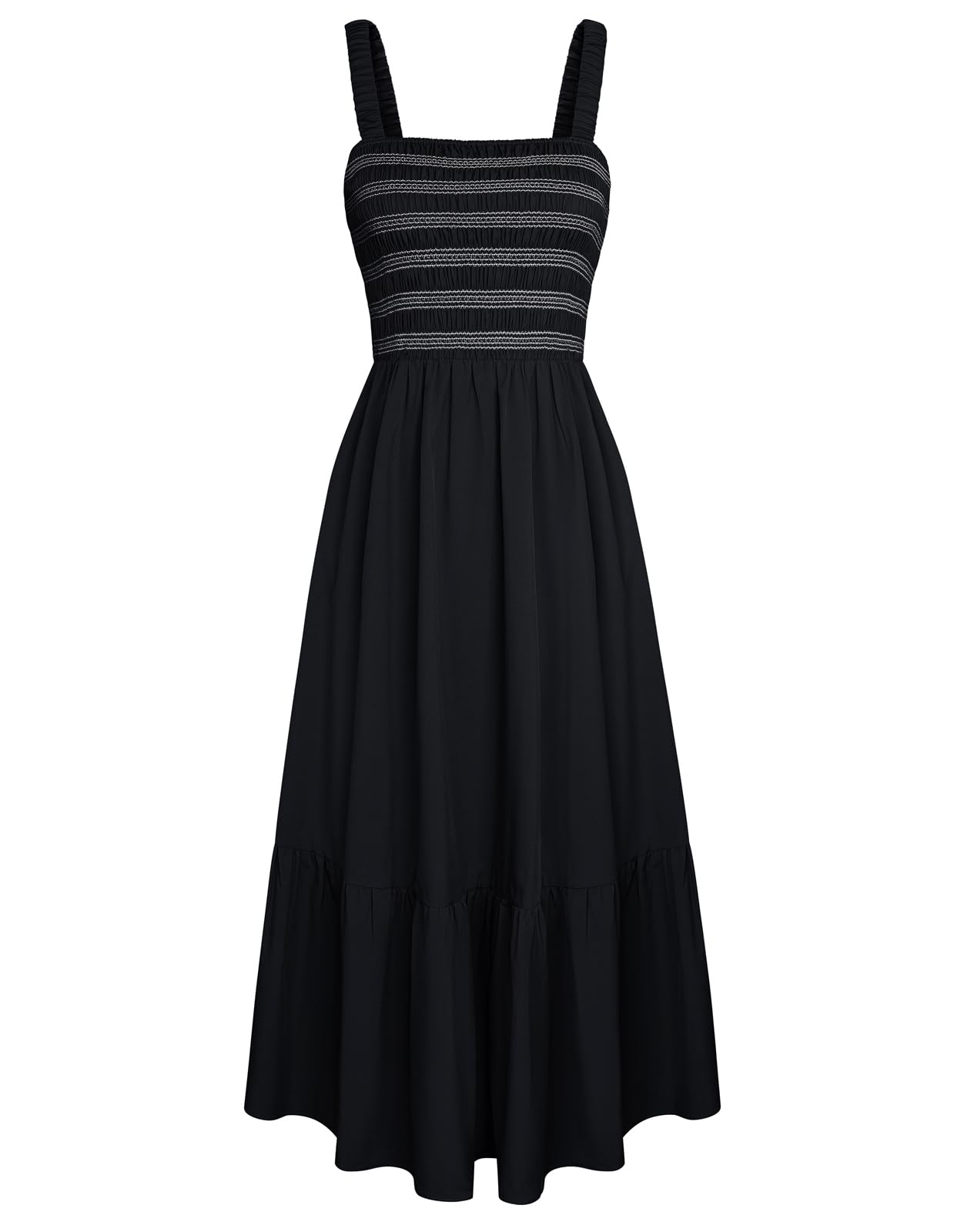 GRACE KARIN Damen Ärmellos Spaghettiträger Freizeitkleid Sommer Langes Strandkleider mit Taschen