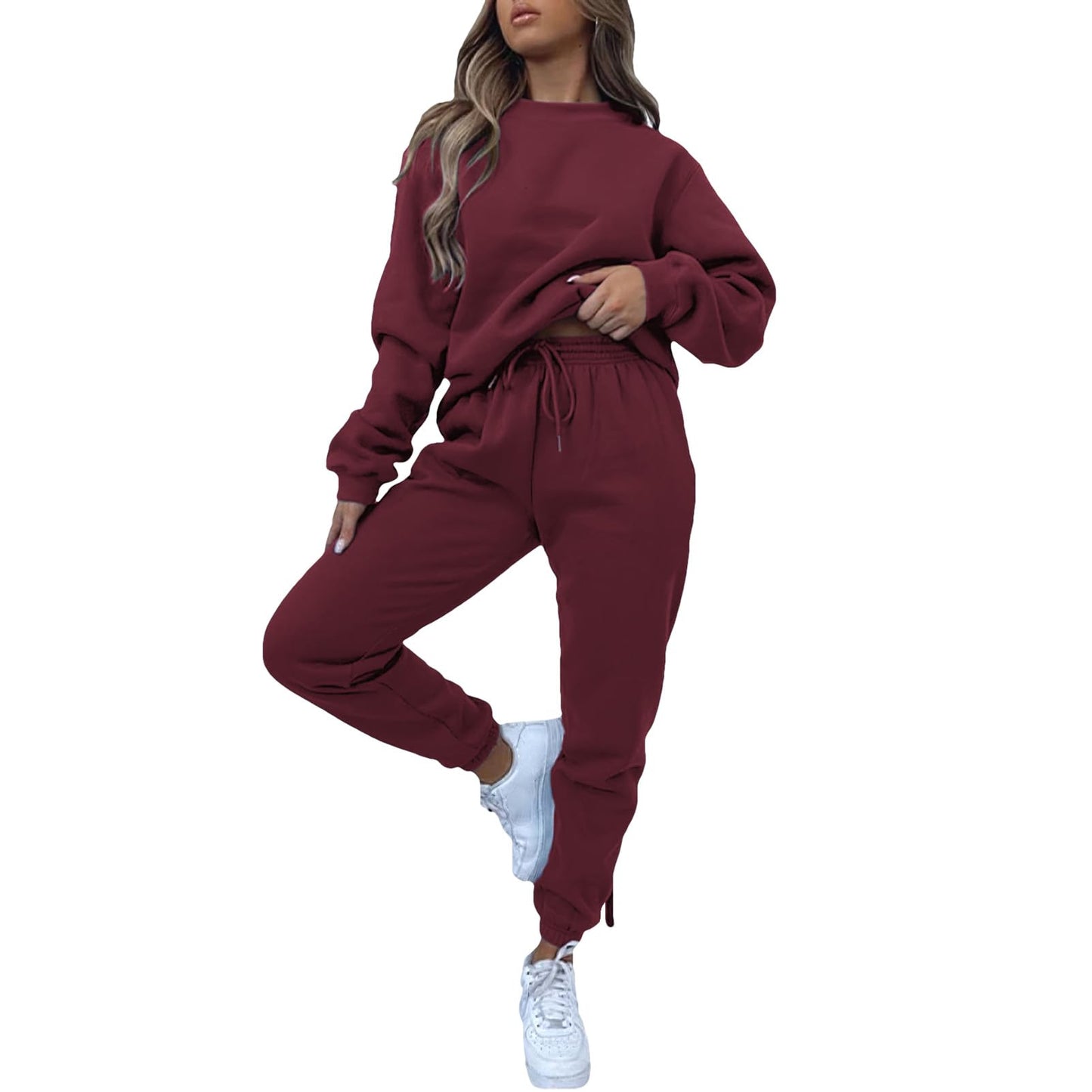 amropi Trainingsanzug Damen Pullover Sweatshirt und Jogginghose Warm Vlies Kleidungsset