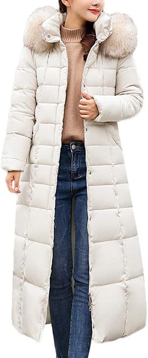 Onsoyours Women's Winter Jacket, Long Down Jacket, Quilted Jacket, Winter Coat, Parka Jacket, Outerwear, Women's Winter Warm Down Coat with Fur Collar
