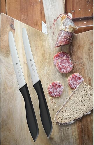 WMF Classic Line Frühstücksmesser Set 6-teilig, 23 cm, Brötchenmesser Wellenschliff, Brotzeitmesser, Spezialklingenstahl, Kunststoffgriff, schwarz
