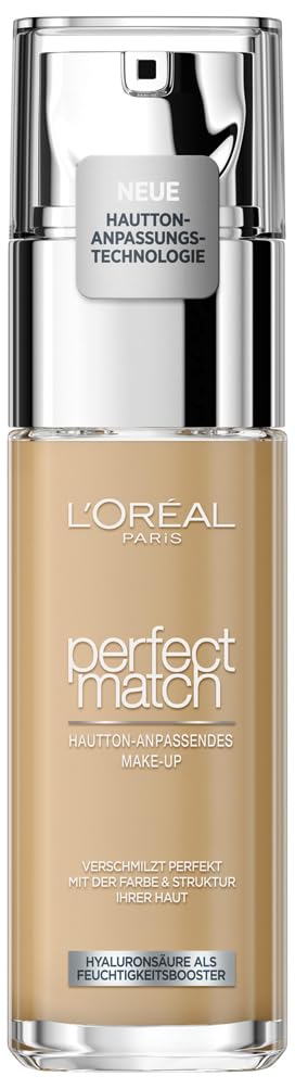 L'Oréal Paris Make up, Flüssige Foundation mit Hyaluron und Aloe Vera, True Match Make-Up, Nr. 5.N Sand, 30 ml
