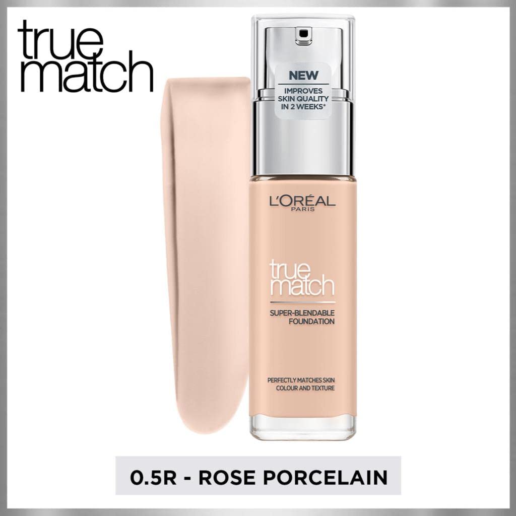L'Oréal Paris Make up, Flüssige Foundation mit Hyaluron und Aloe Vera, True Match Make-Up, Nr. 5.N Sand, 30 ml