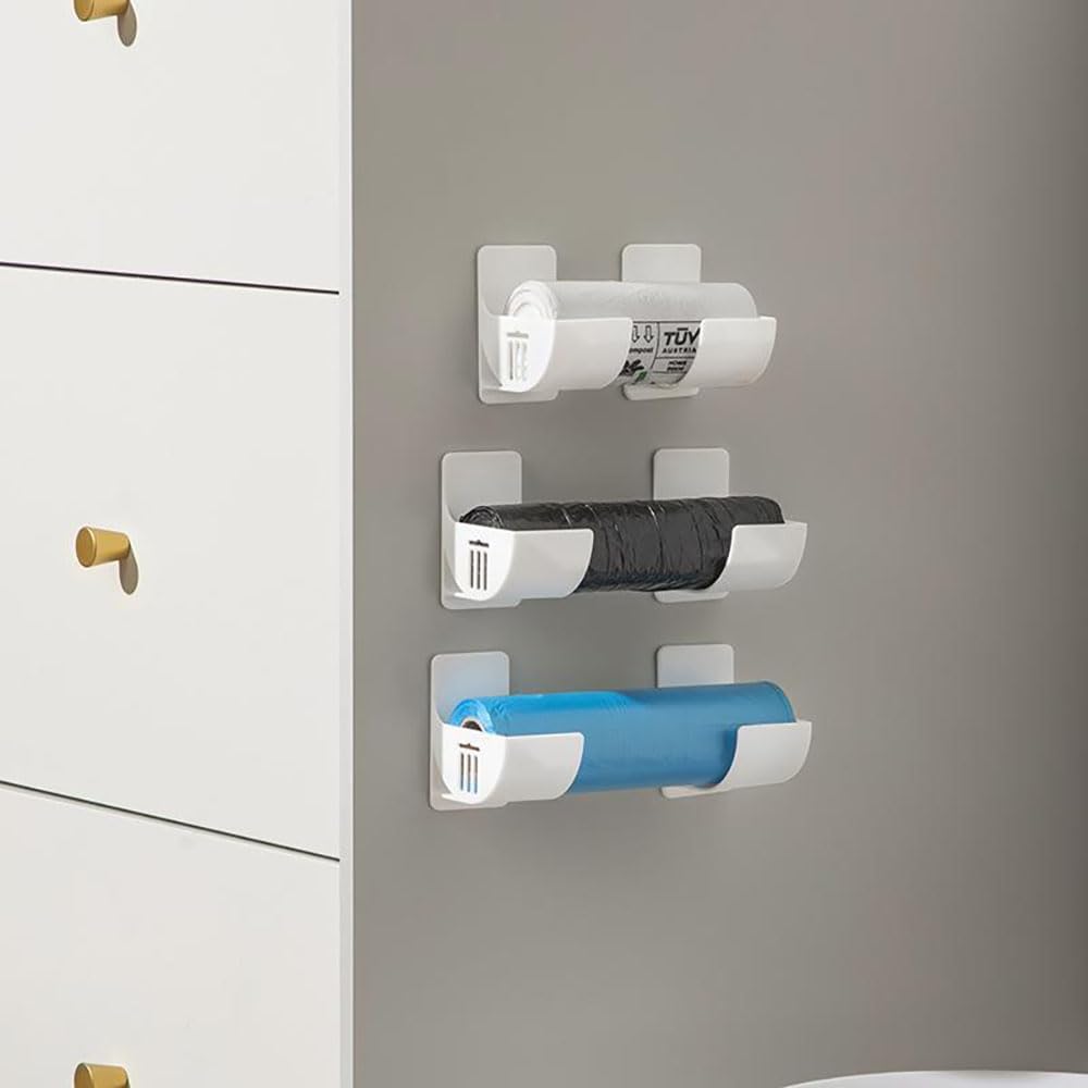 4 Stück Nein Stanzen Küchen Organizer,Wand Montierter Müllsack Spender Organizer Küche Weiß Wandmontierter Trash Bag Kitchen Organizer Für Küche Aufbewahrung&Organisation Küchen Zubehör Ordnungssystem