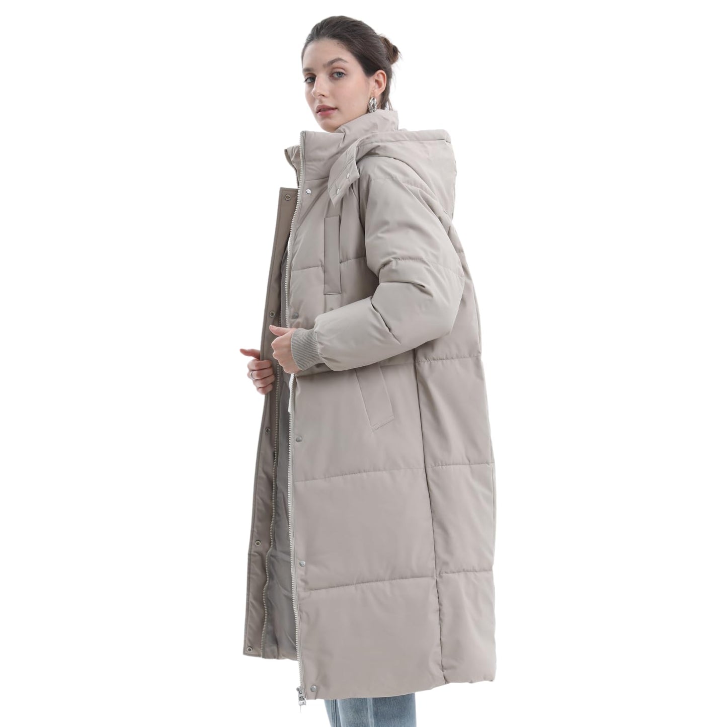PUFFIT Women's Winter Coat with Hood Warm Waterproof Long Jacket Quilted Coat Female