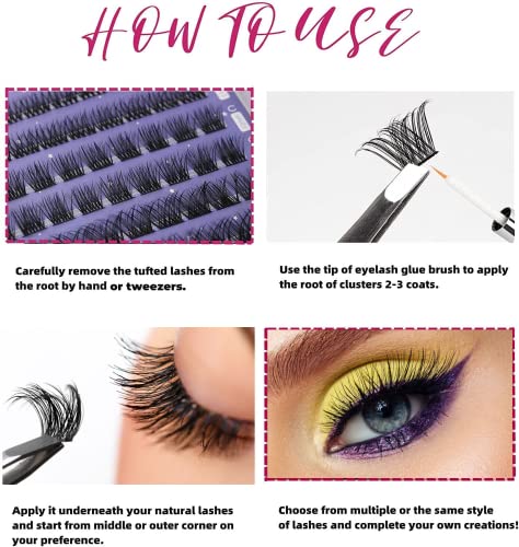 Wimpern Extensions 120 Büschel DIY Lash Extension Set Einzelne Wimpern mit Wimpernkleber und Pinzette für Anfänger Wimpernverlängerung zu Hause Individual Lashes 10-16mm C/D Curl - OP01