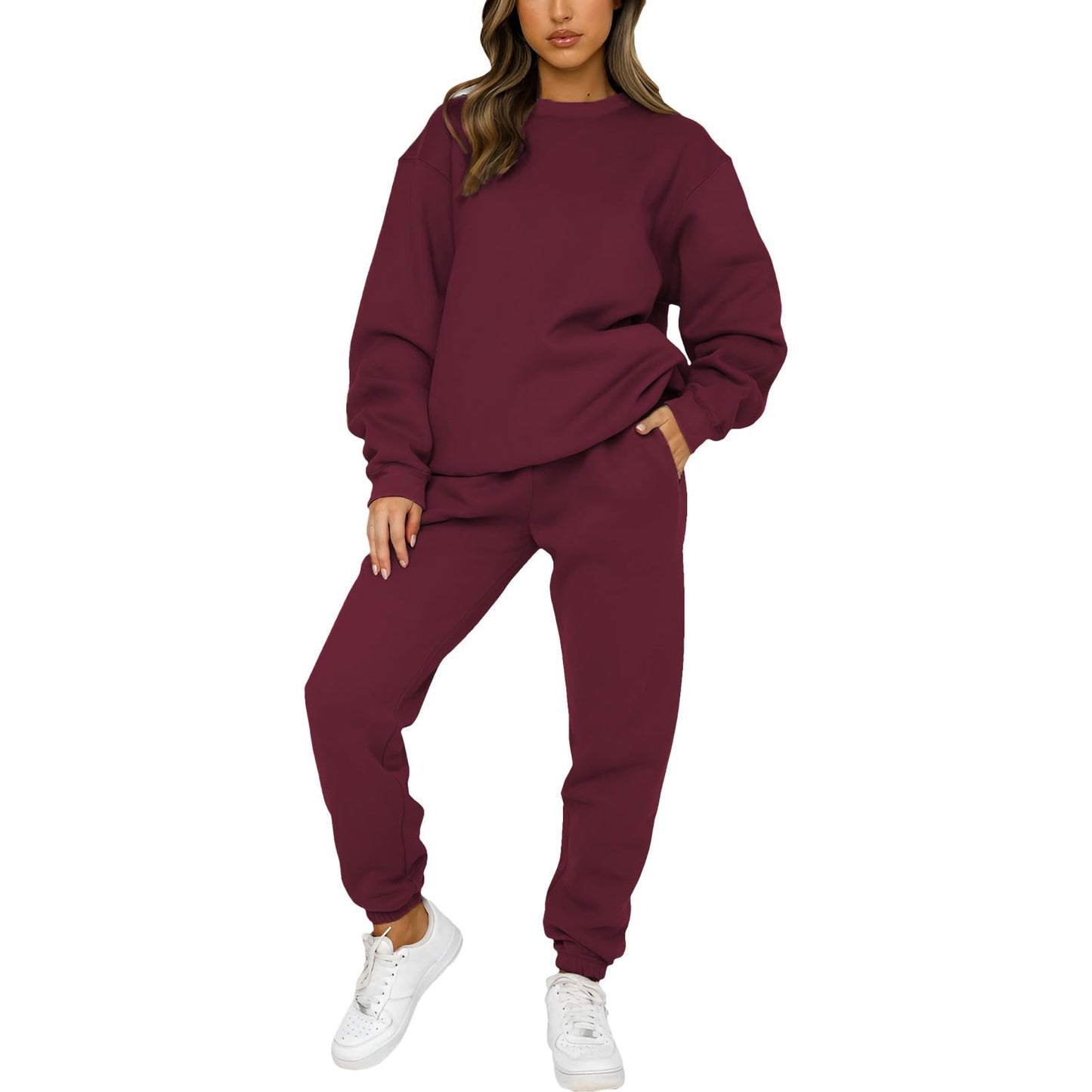 amropi Trainingsanzug Damen Pullover Sweatshirt und Jogginghose Warm Vlies Kleidungsset