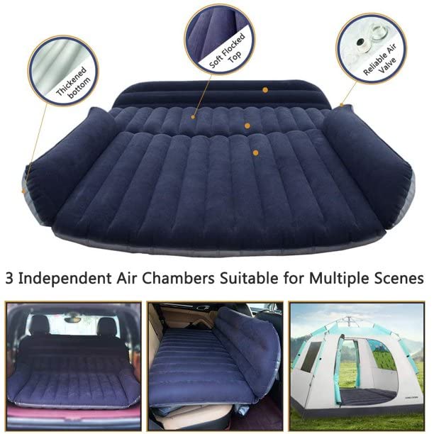 Icelus Auto Matratze SUV Luftmatratze with Luftpumpe 195 * 130 * 15 cm Aufblasbare Camping Kombi Luftbett für Auto Rücksitz Dickere Kofferraum Matratze Bett für Camping Outdoor Traveling