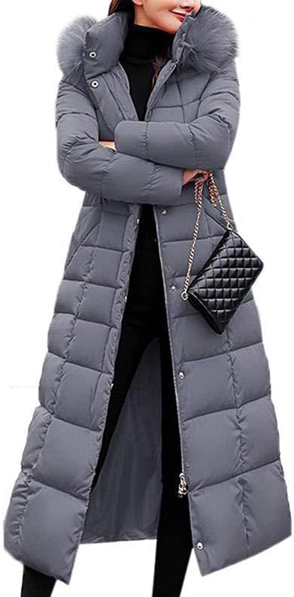 Onsoyours Women's Winter Jacket, Long Down Jacket, Quilted Jacket, Winter Coat, Parka Jacket, Outerwear, Women's Winter Warm Down Coat with Fur Collar