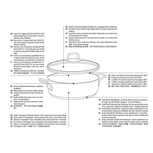 WMF Schmorpfanne 28 cm hoher Rand, Bräter Induktion, Schmortopf mit Deckel 5,0l, Pfanne Induktion, Cromargan Edelstahl beschichtet, backofengeeignet, antihaftbeschichtet, hoher Rand