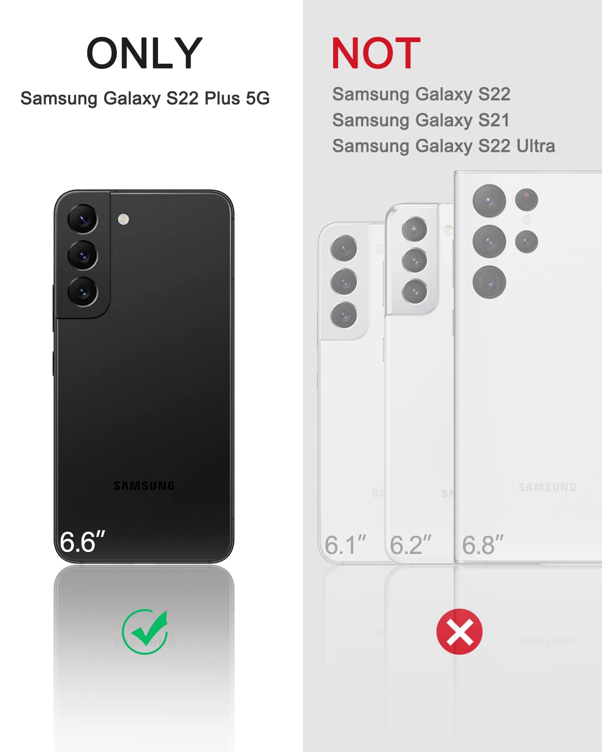 Dexnor Kompatibel mit Hülle Samsung Galaxy S22 Plus 5G mit integrierter Displayschutzfolie Militär-Grad 360 Full Body Shockproof Bumper Protection Cover with Stand - Black