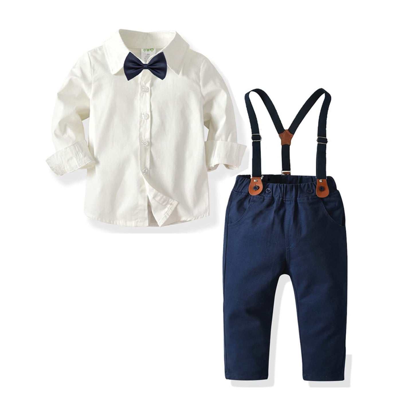 Volunboy Baby Jungen Anzug Set Bekleidung Hemd mit Fliege + Hosenträger Hosen Strampler Anzug